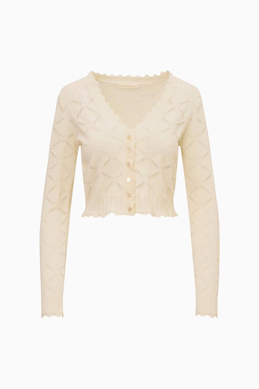 LSF Petra Knit Heart Argyle Cropped Cardigan