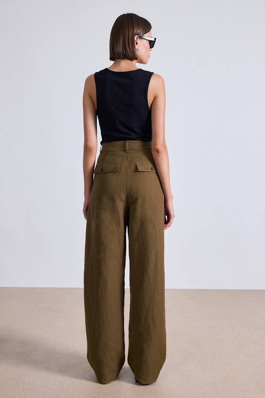AA Mirabelle Wool-Linen High Waist Trousers Pants