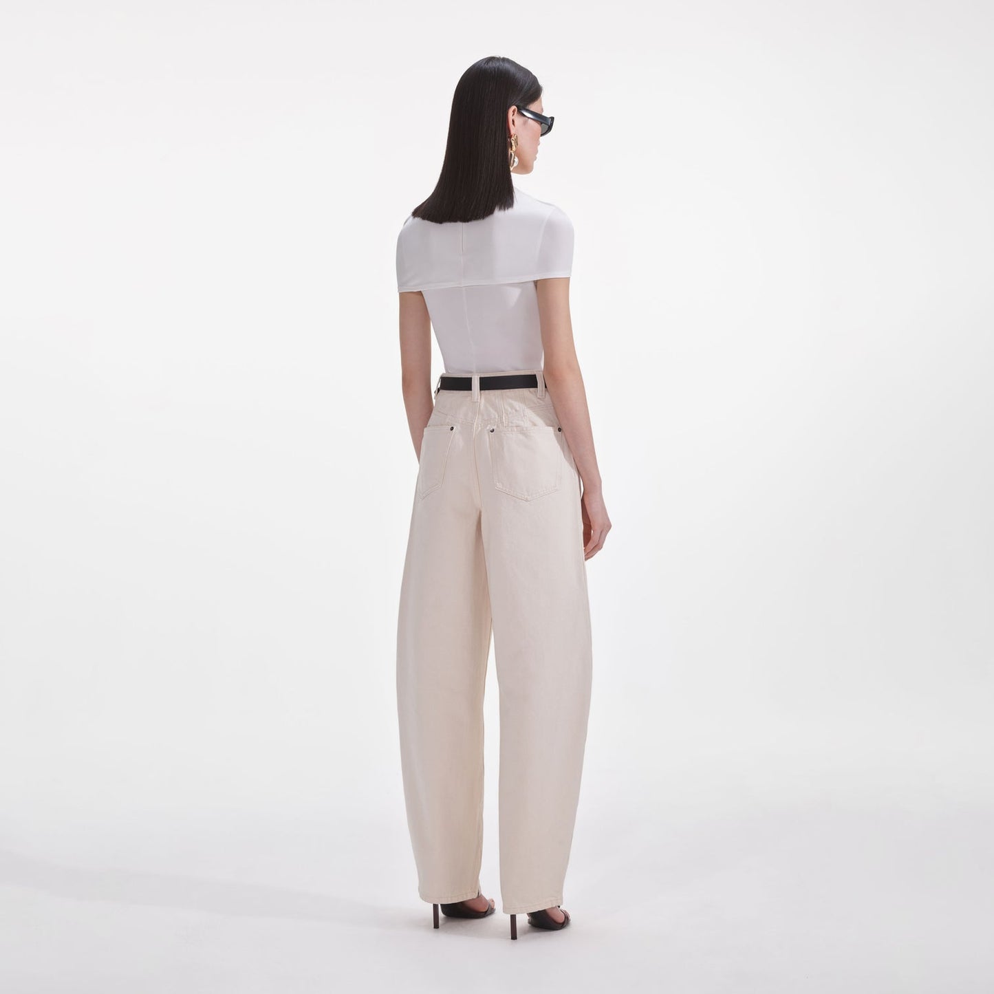 SP Cream Jersey Gathered Top