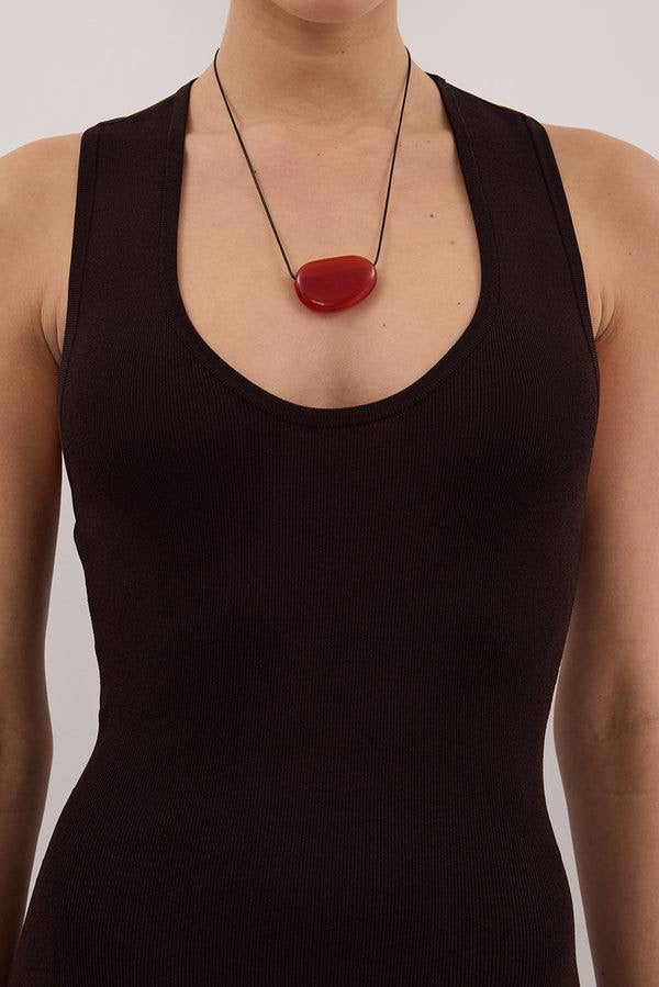 DSH Devin Butter Choc Racer Knit Midi Dress