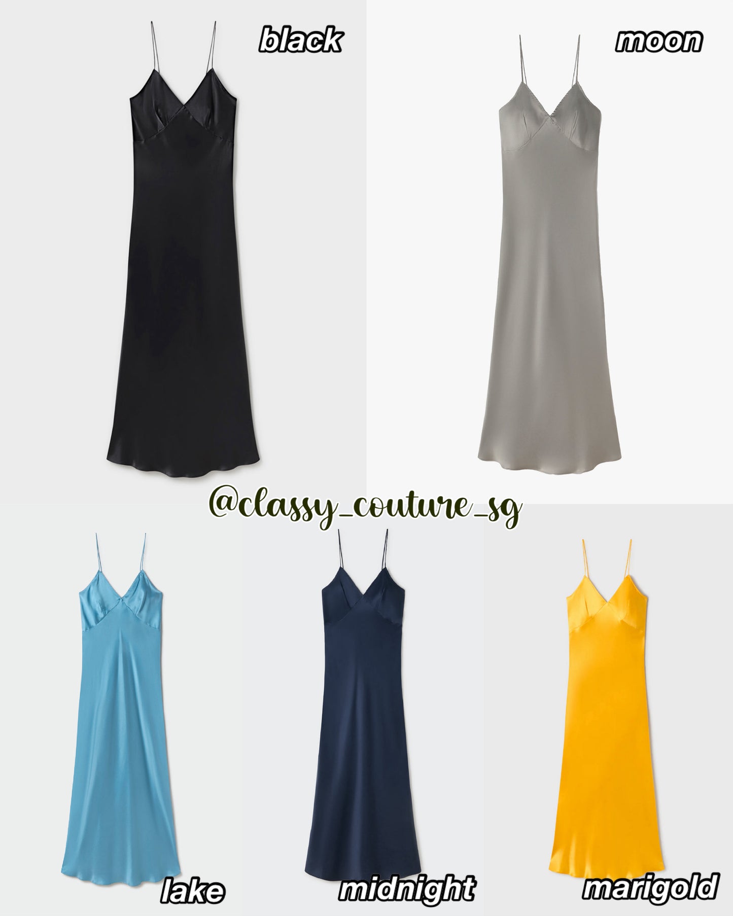 (PART 1/2) SL Deco Rouleau Silk Midi Maxi Dress: Solid Colours