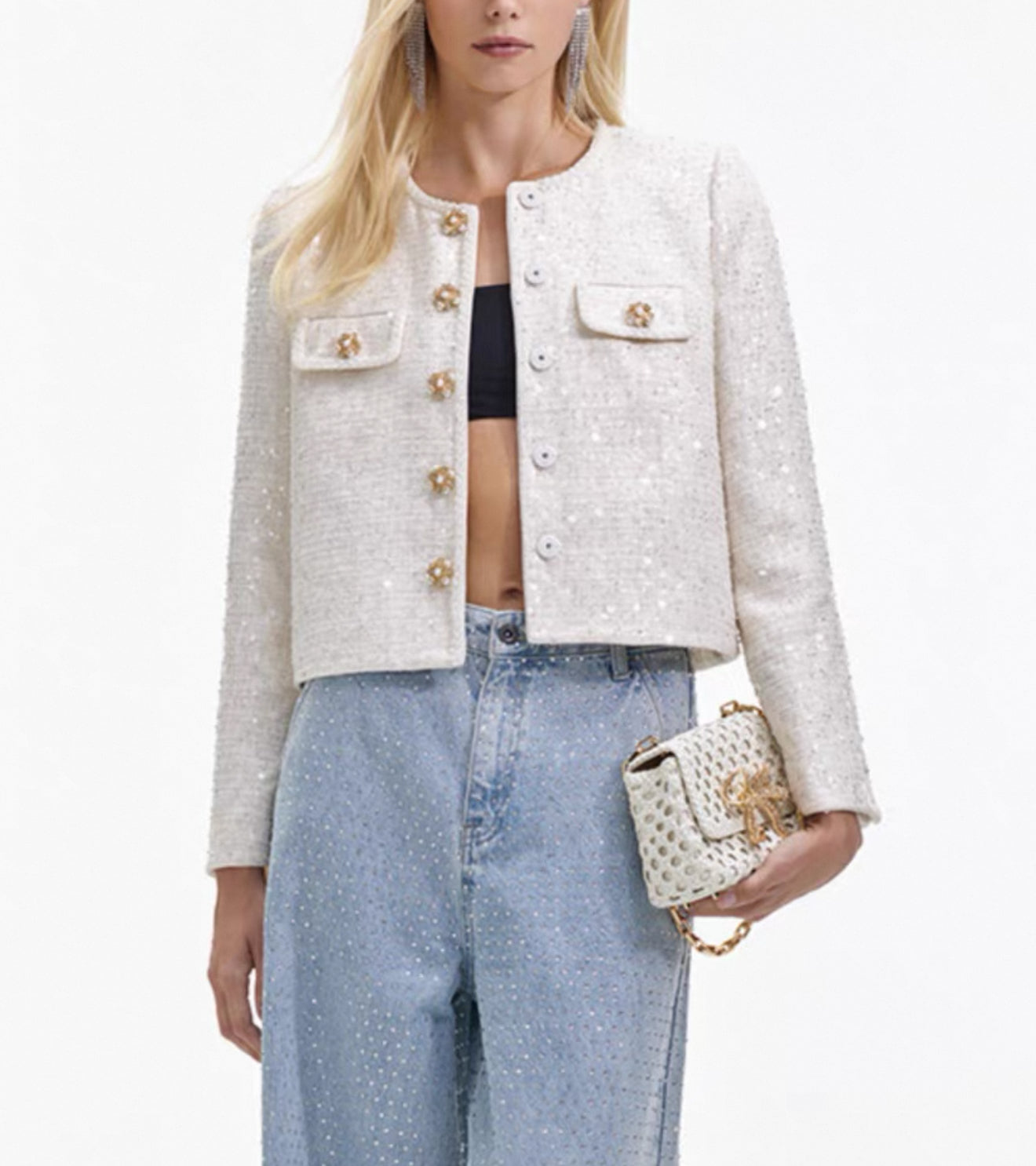 SP Ivory Sequin Boucle Mini Dress | Jacket | Set