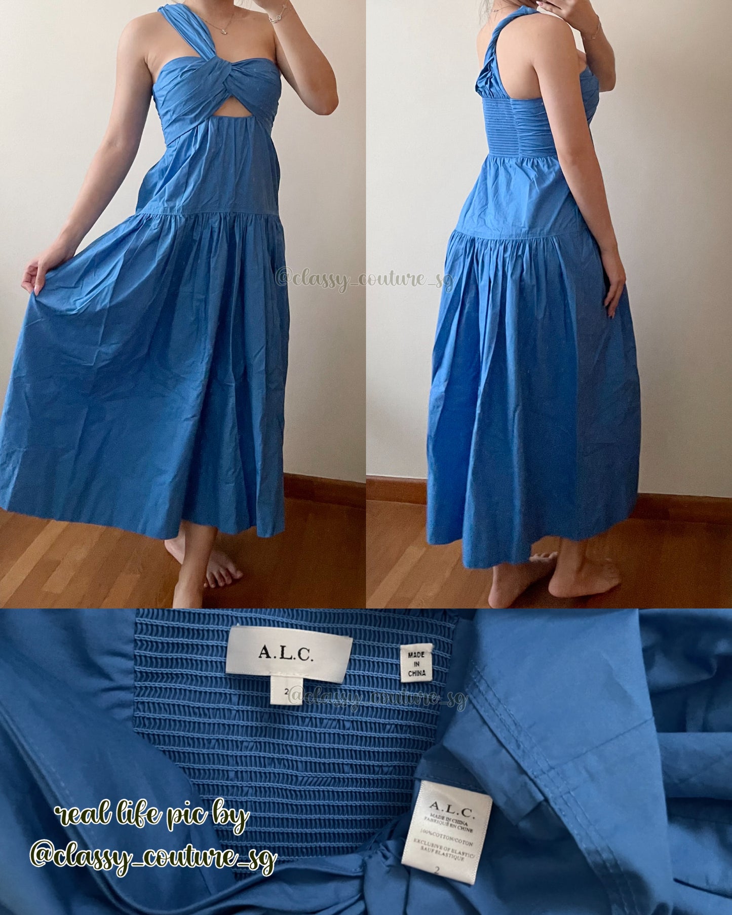 ALC Aubrey Cotton Midi Dress in Coastal Blue