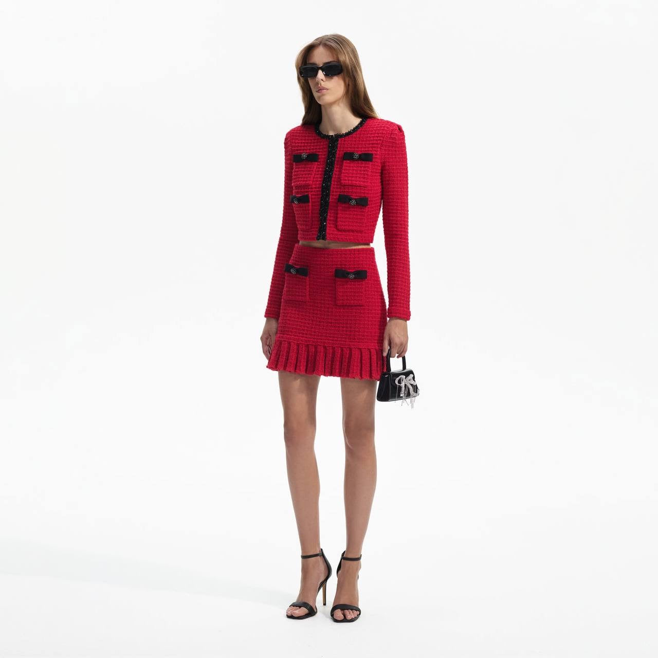 SP Red Knit Cardigan | Mini Skirt | Set