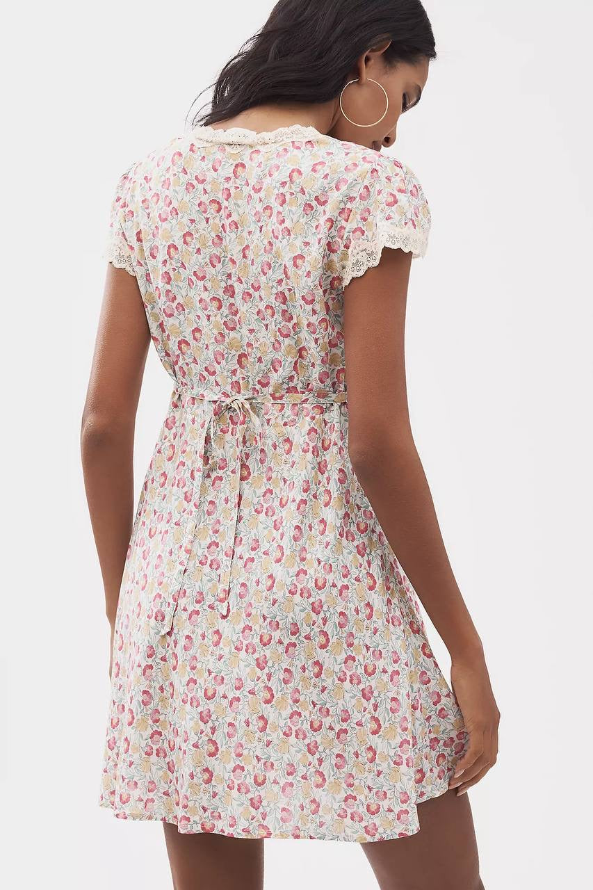 RX Cely Cap-Sleeve V-Neck Viscose Mini Dress