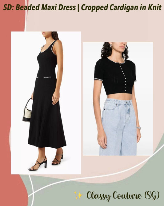 SD Manuella Beaded Midi Dress | Manuel Cropped Cardigan Top | Set