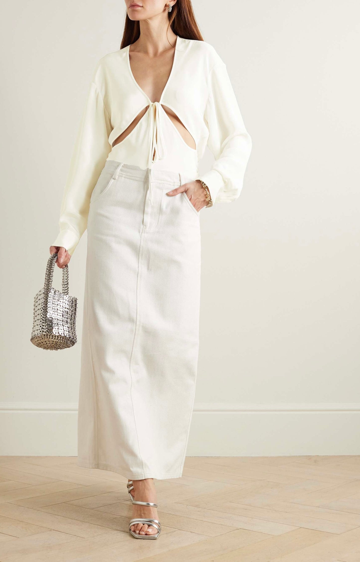 CE Triquetra Front Tie Silk Shirt Top