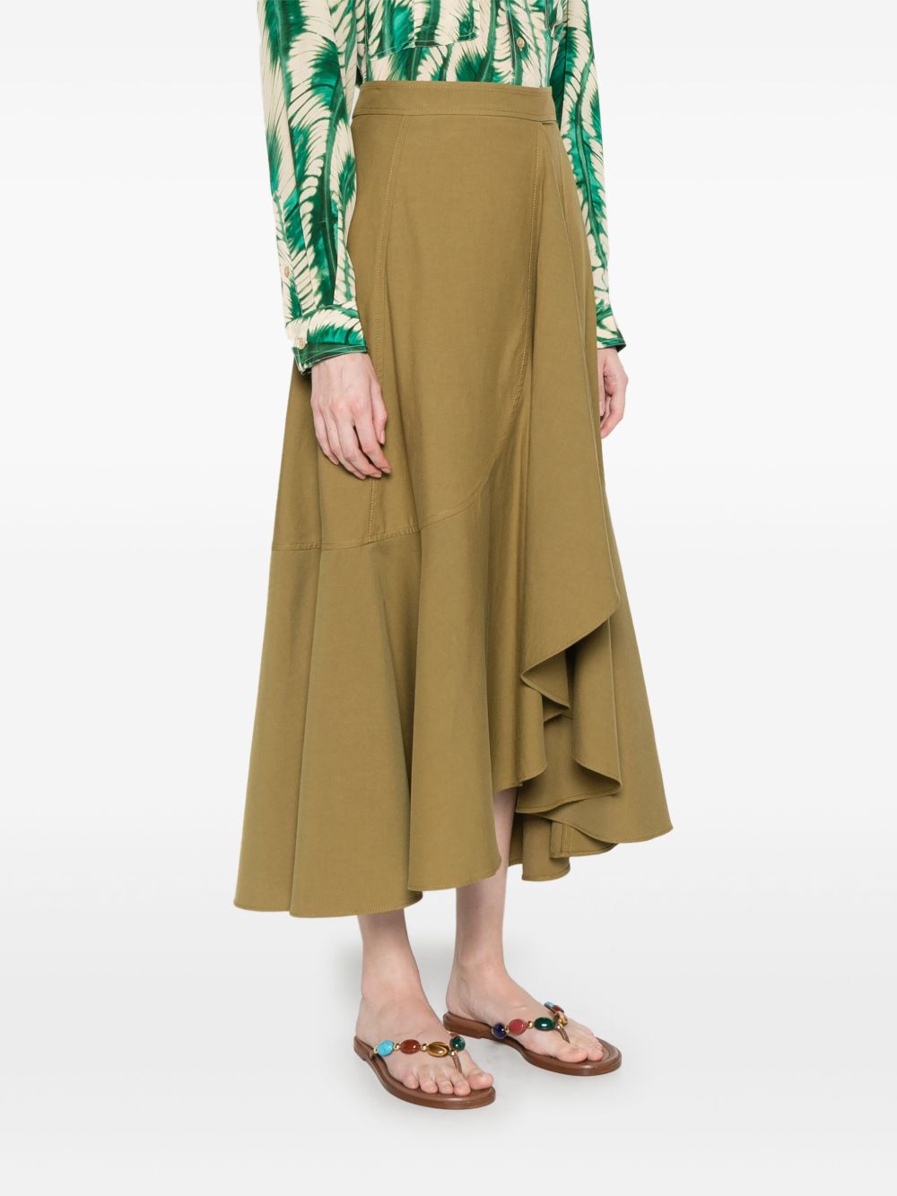 UJ Sabina Faux Wrap Cotton-Blend Midi Skirt