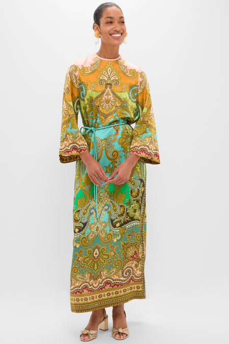 ALM Clemenza Silk Belted Shirtdress Midi Dress