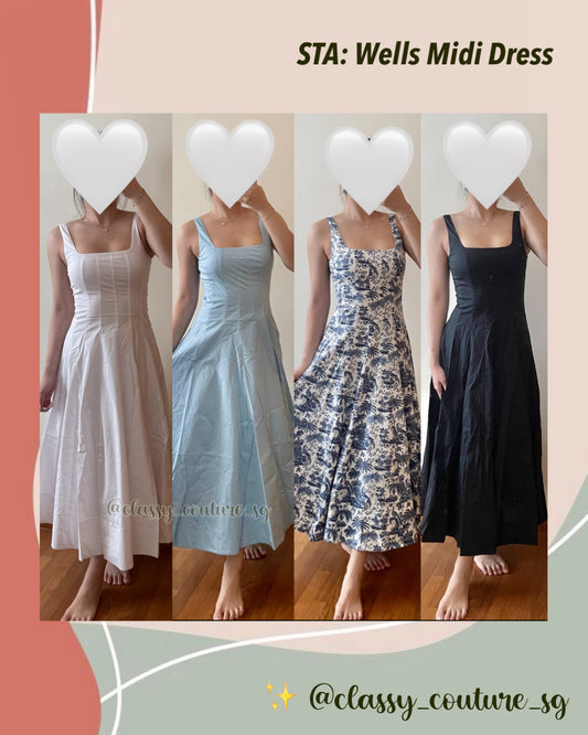 STA Wells Stretch Cotton Poplin Midi Dress