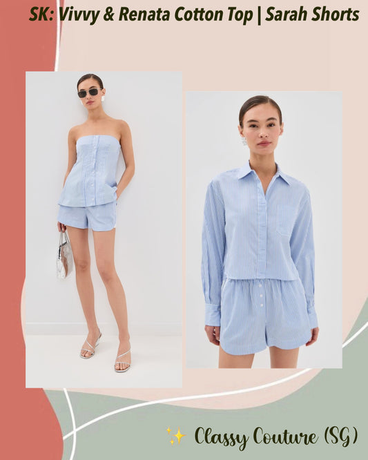 SIM Vivvy Bustier Top | Renata Cropped Shirt | Sarah Shorts | Cotton Set