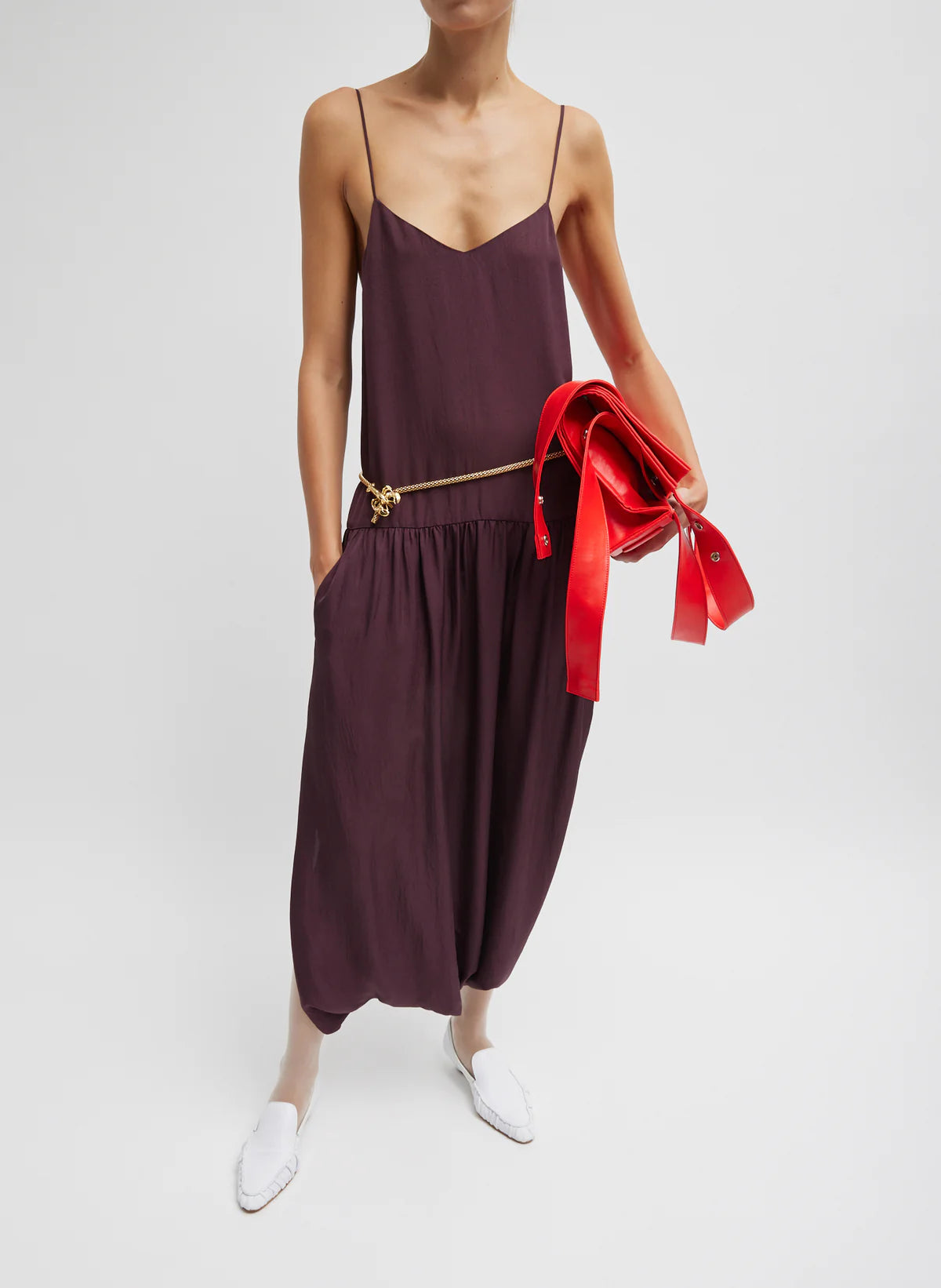 TB Spring Acetate Strappy Jalouise Midi Dress