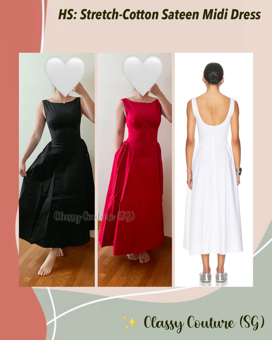 Restock! HS Stretch-Cotton Sateen Midi Dress