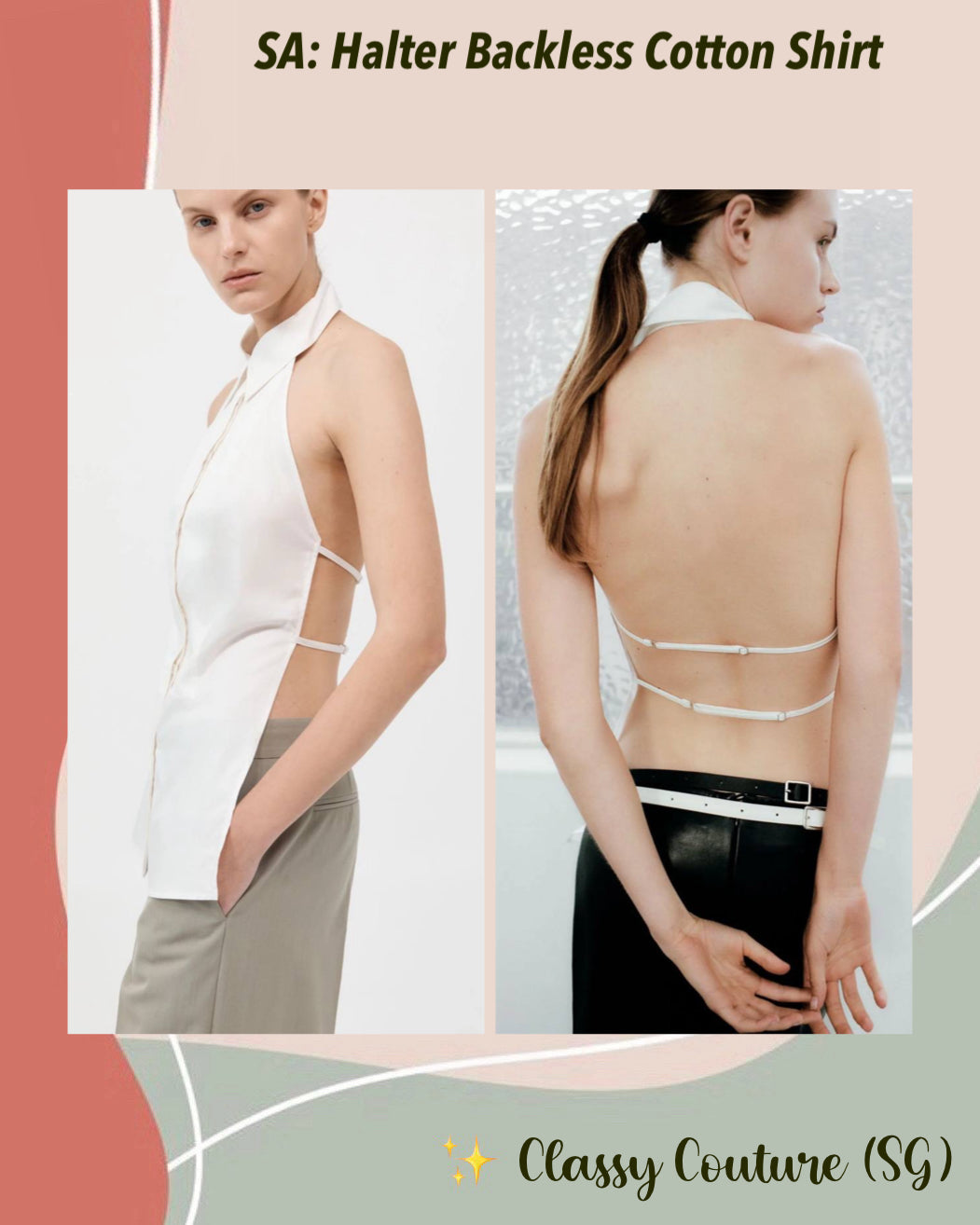 SA Halter Backless Cotton Shirt Top