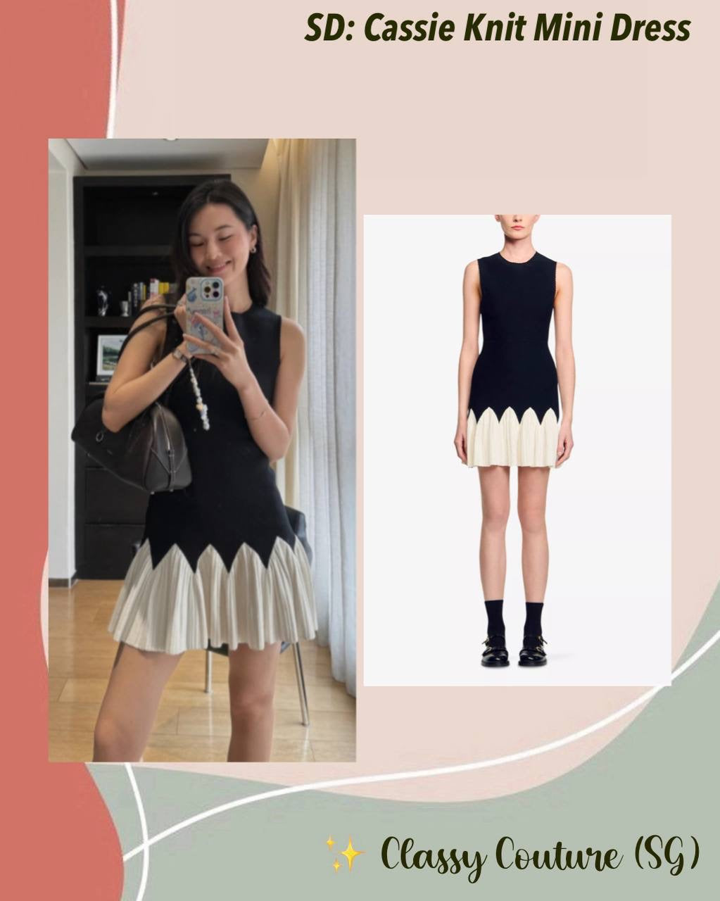 SD Cassie Two-tone Short Knit Viscose-blend Mini Dress