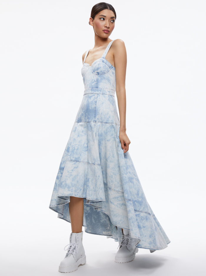 SALE! AO Donella Denim Bustier High Low Midi Maxi Dress