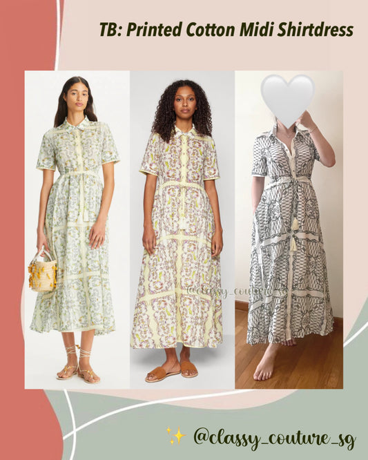 TB Printed Cotton Midi Dress Shirtdress