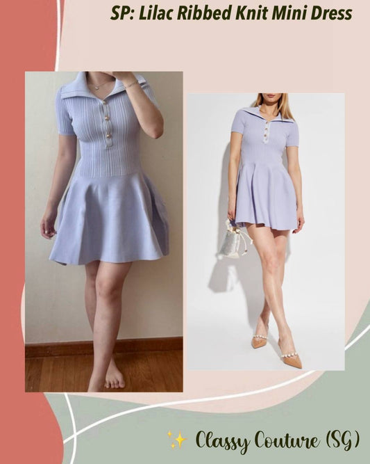 SP Lilac Ribbed Knit Mini Dress