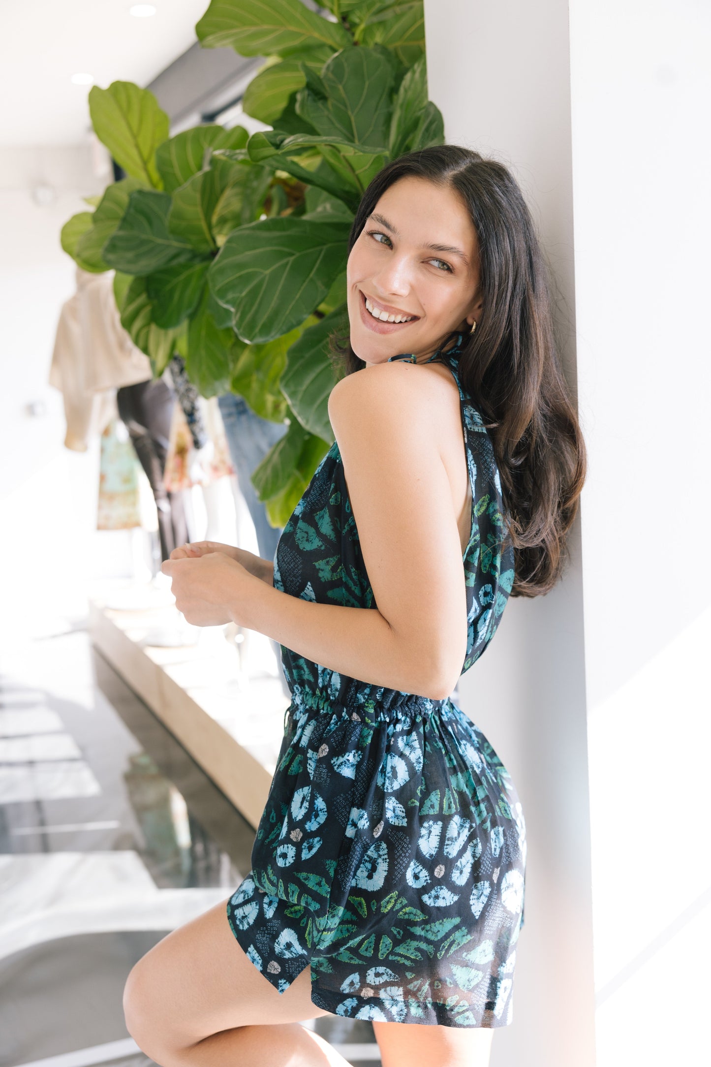 UJ Maja Coverup One Piece Cotton-Viscose Playsuit in Urchin