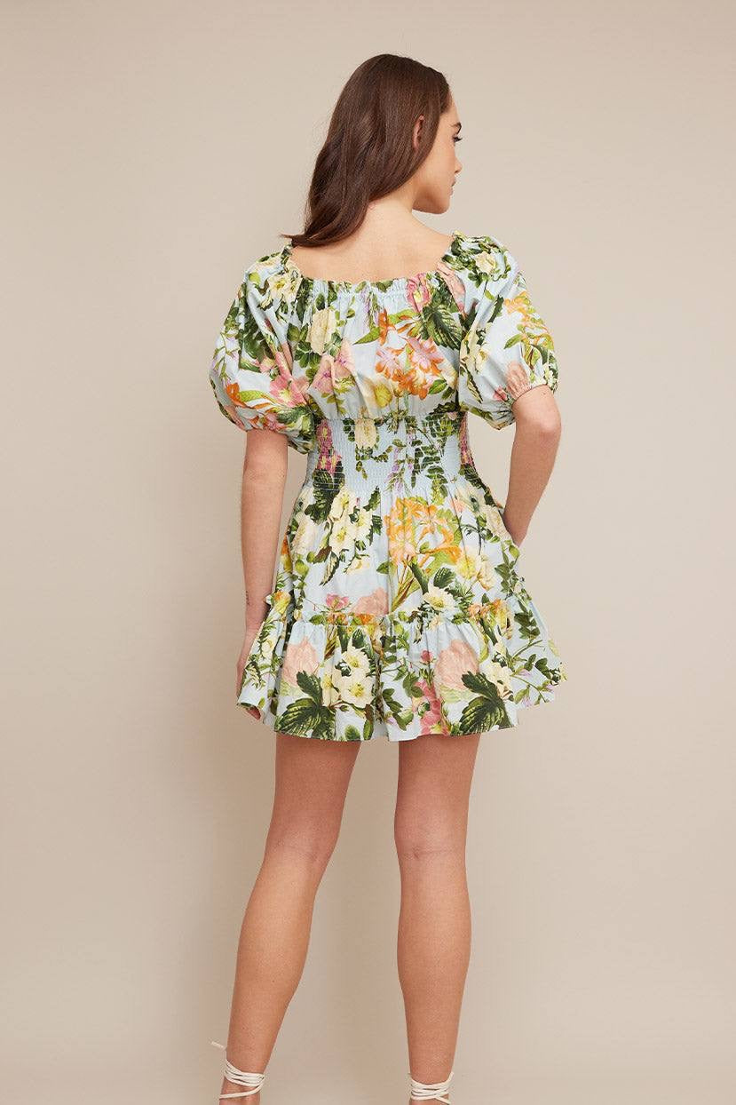 CC Sally Cotton Mini Dress in Light Blue Kingston Floral