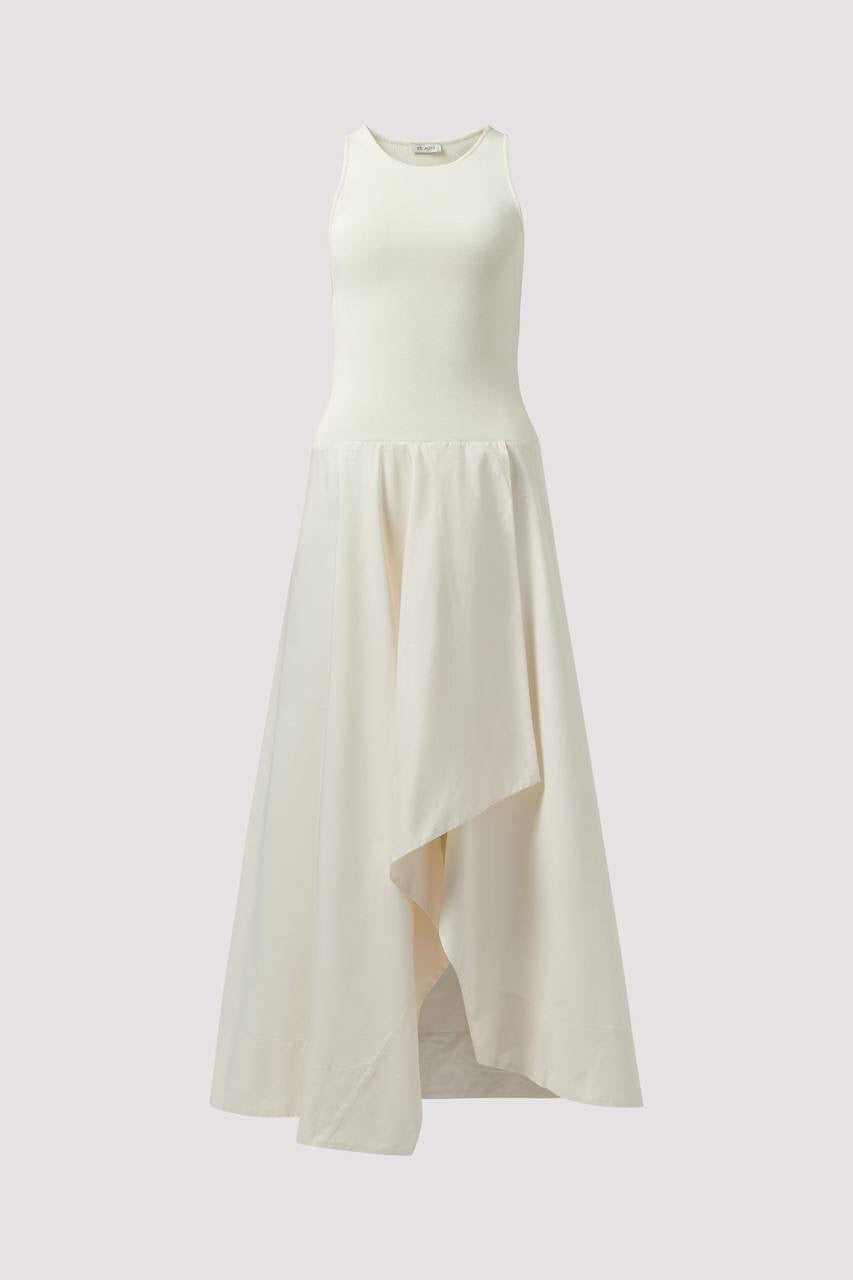SA Knit Bodice Asymm Viscose-blend Midi Dress