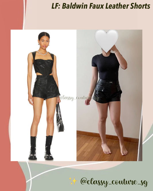 LF Baldwin Faux Leather Shorts in Black