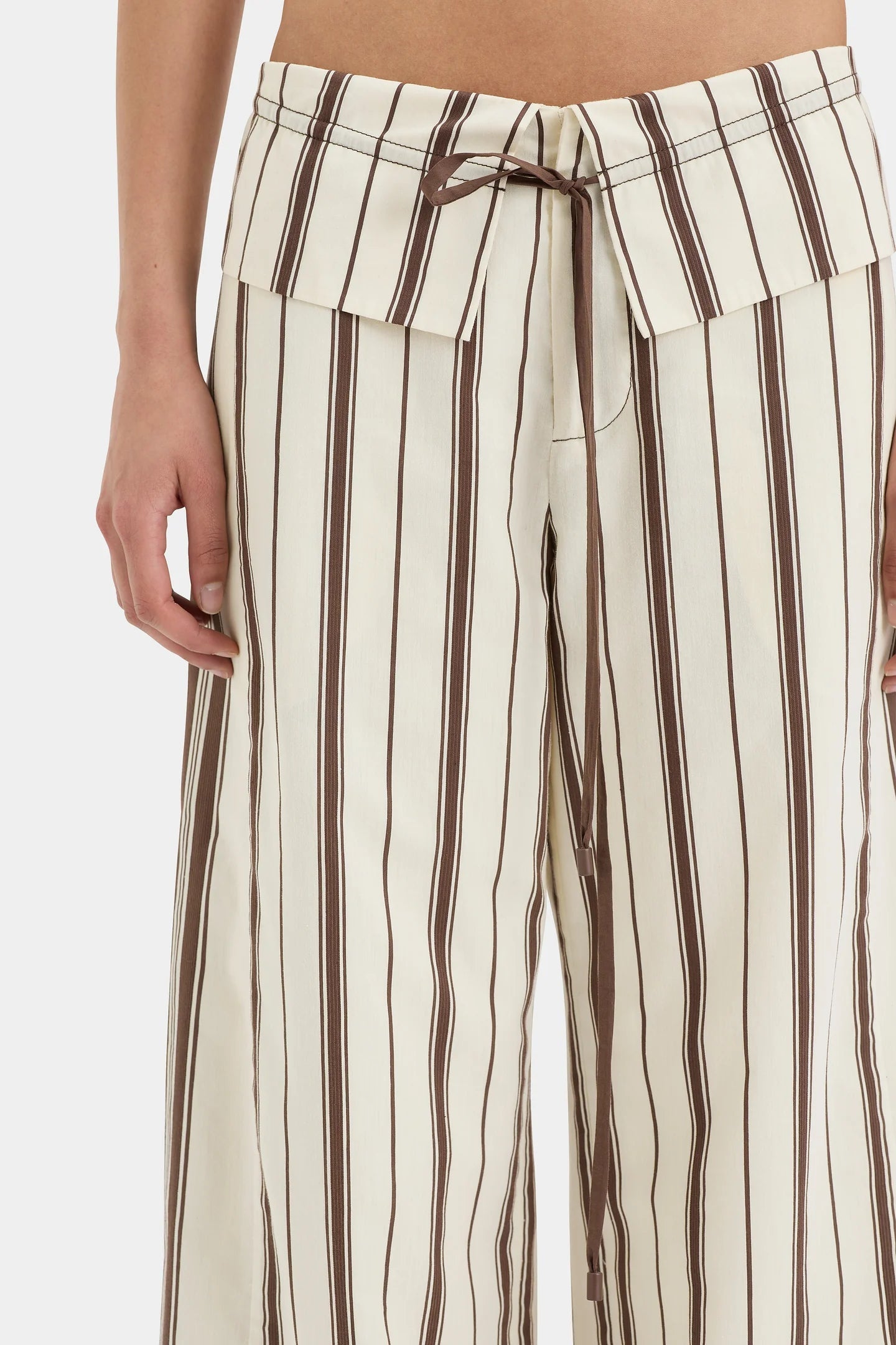 STL Cannoli Folded Mini Skirt | Pants | Cotton Blend Chocolate Stripe