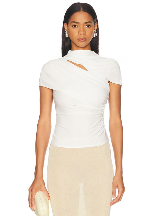 SP Cream Jersey Gathered Top