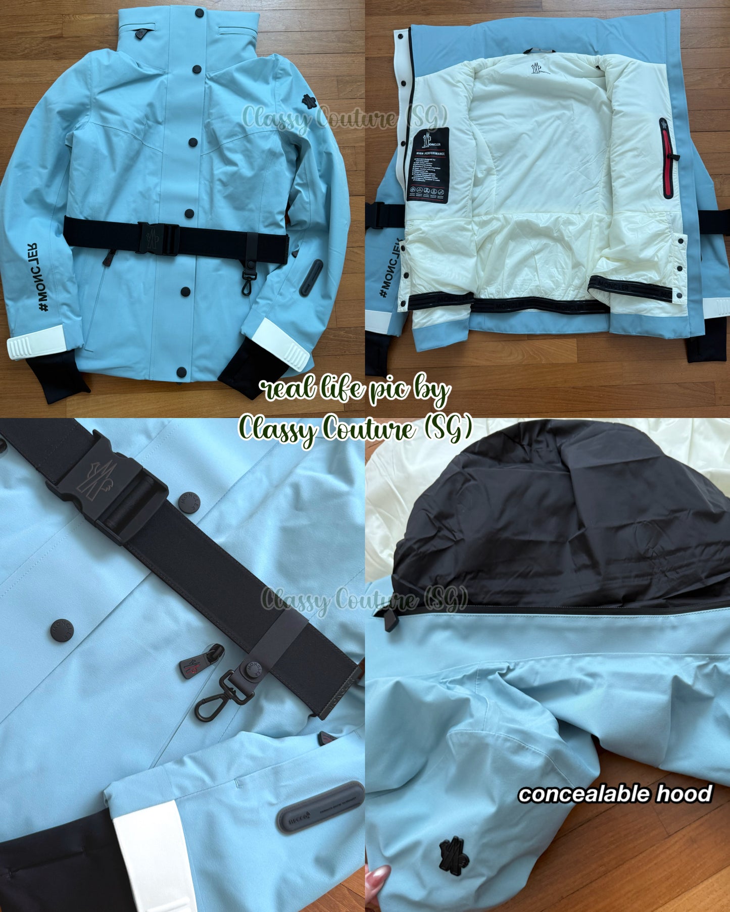 MC Hainet Belted Ski Jacket in Black & Blue