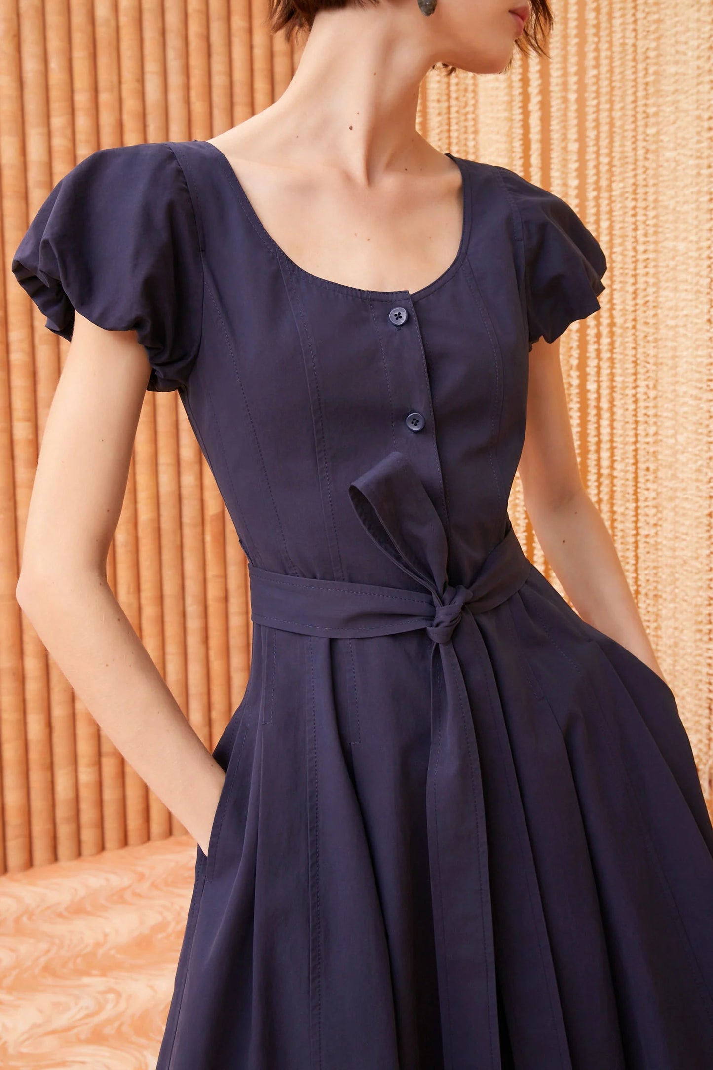 UJ Rhea Belted Cotton Midi Dress