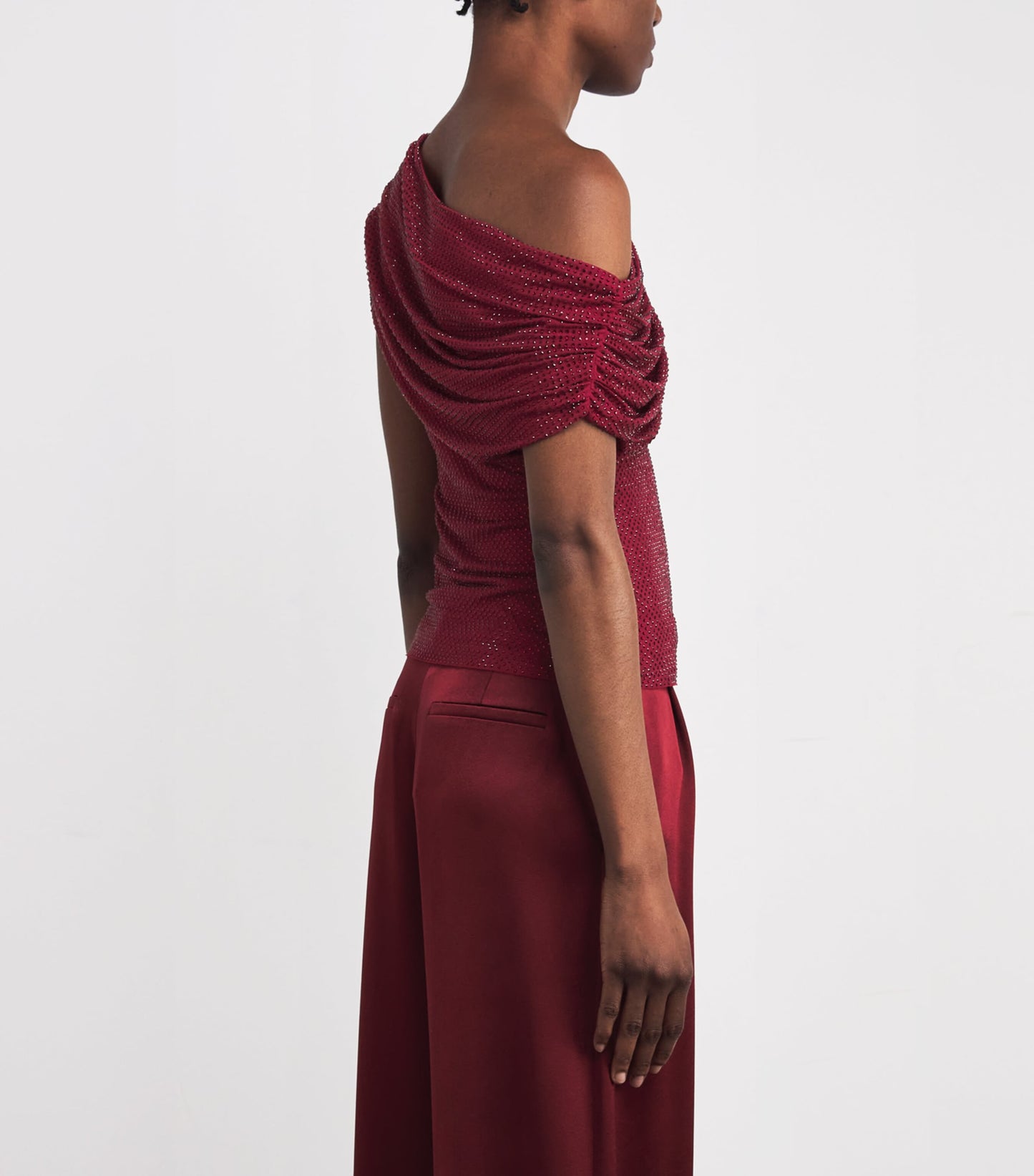 SP Burgundy Rhinestone Drape Top