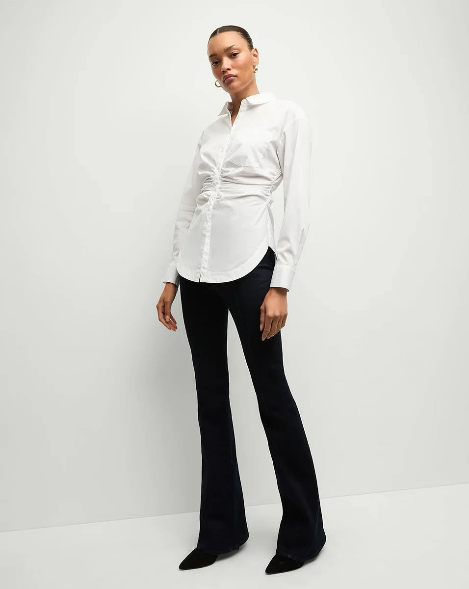 VB Bosco Ruched Cotton Blend Shirt Top
