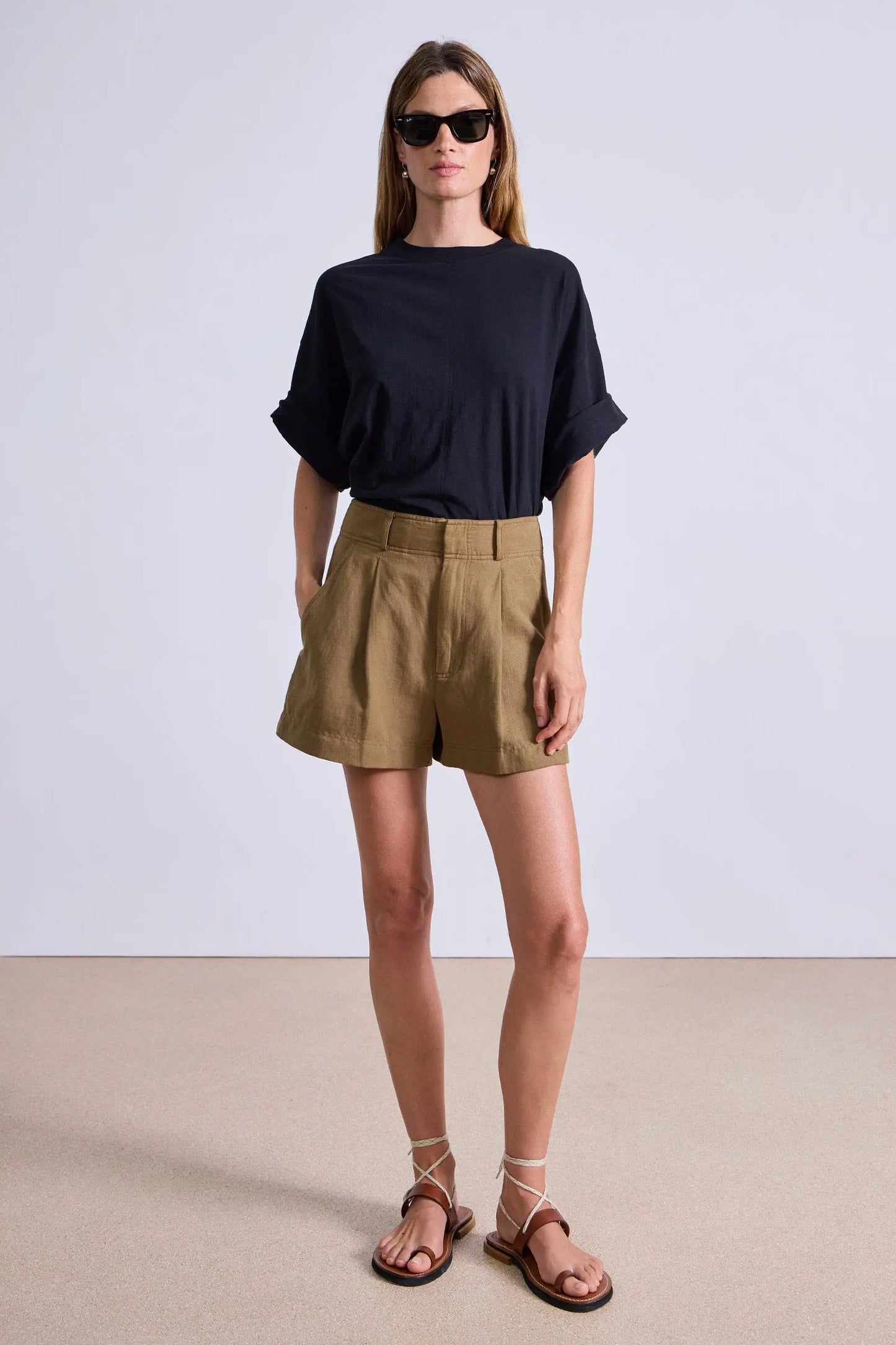 AA Bari Short Cotton-Linen High-Waist Shorts