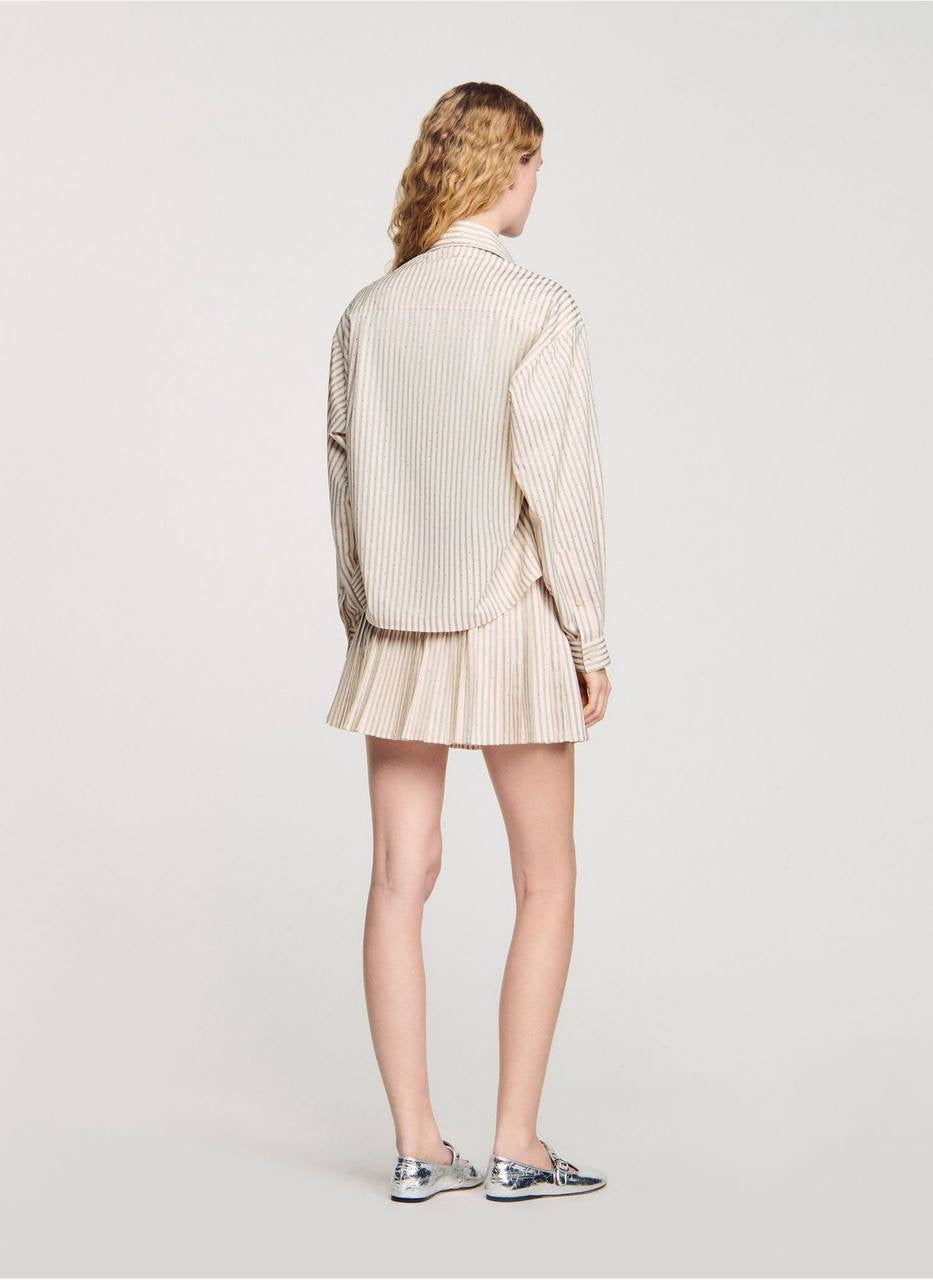 SD Stella Rhinestone Cropped Cotton Shirt | Stellie Pleated Mini Skirt | Set