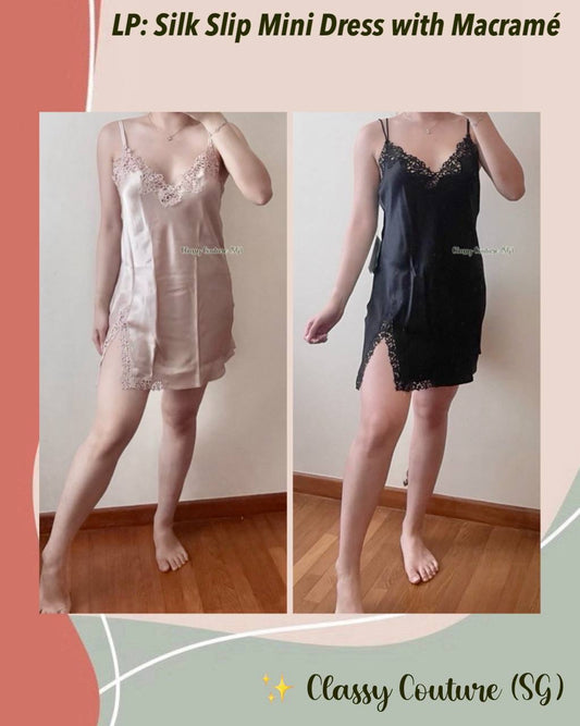 LP Silk Slip with Macramé Lounge Mini Dress