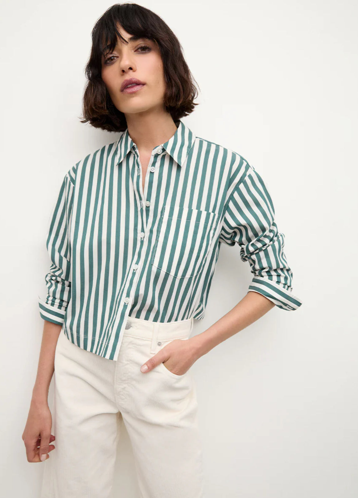 VB Maia Striped Stretch-Cotton Shirt