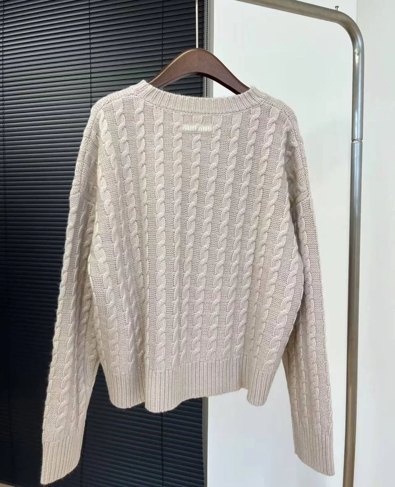 MM Cashmere Cable Knit Pullover Sweater in Sand Beige