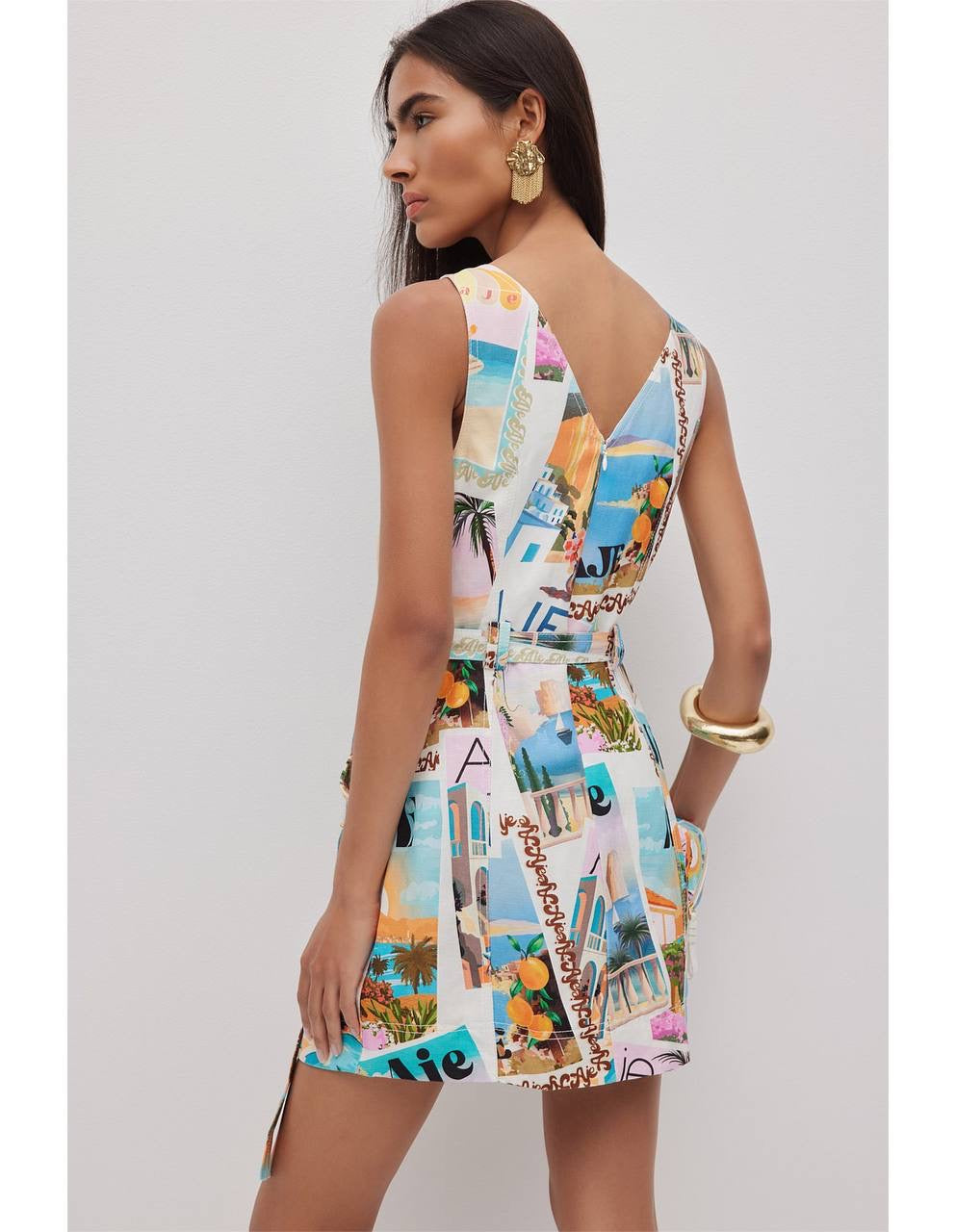 AJ Ambie Linen-blend Mini Dress