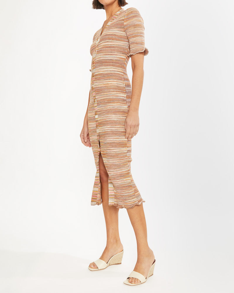 Jon Sim Joei Space-dyed Knit Lettuce-edge Midi Dress