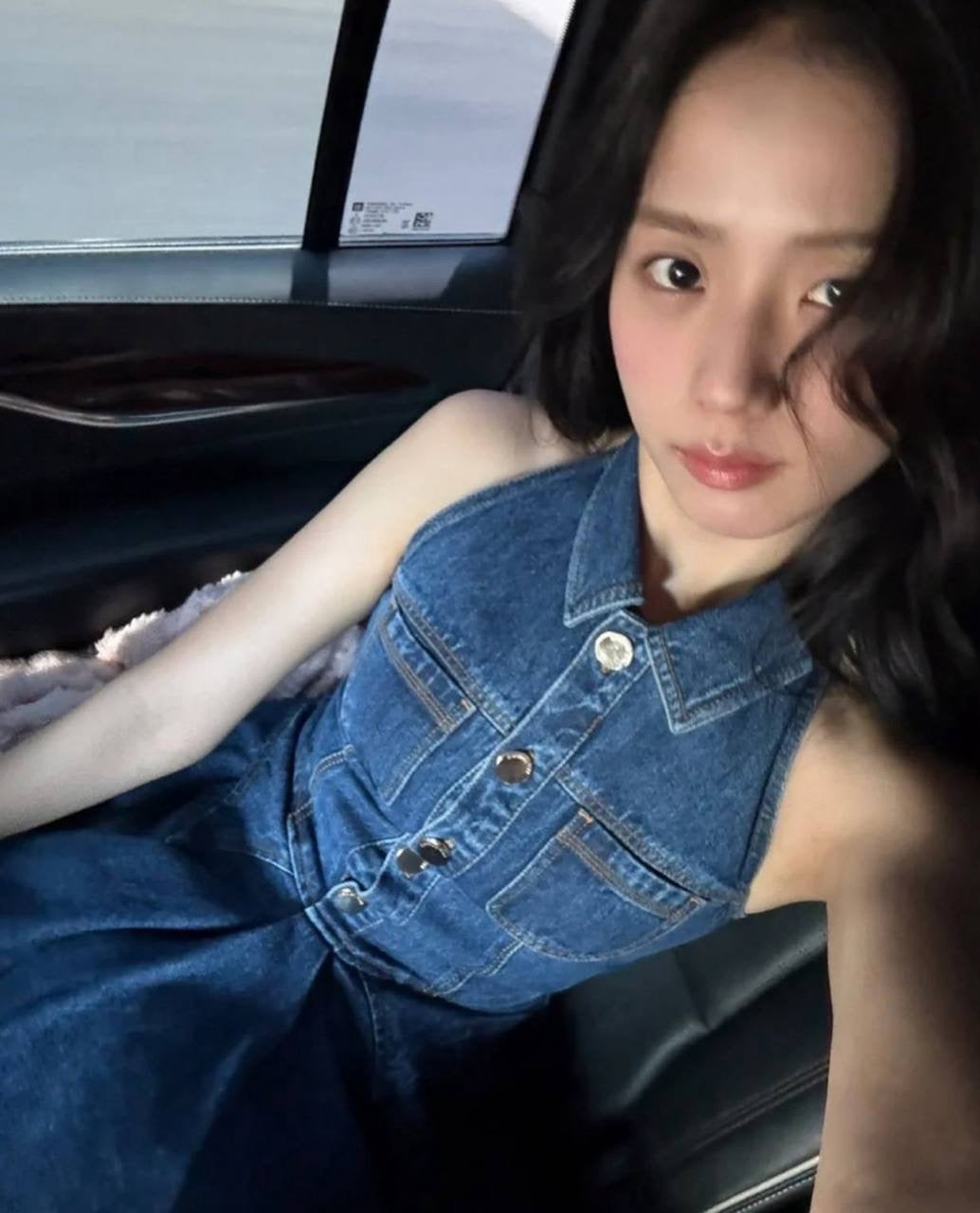 SP Denim Sleeveless Flared Mini Dress Jisoo