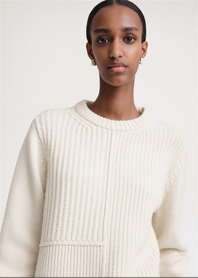 Tot Panelled Ribbed Wool Sweater Pullover