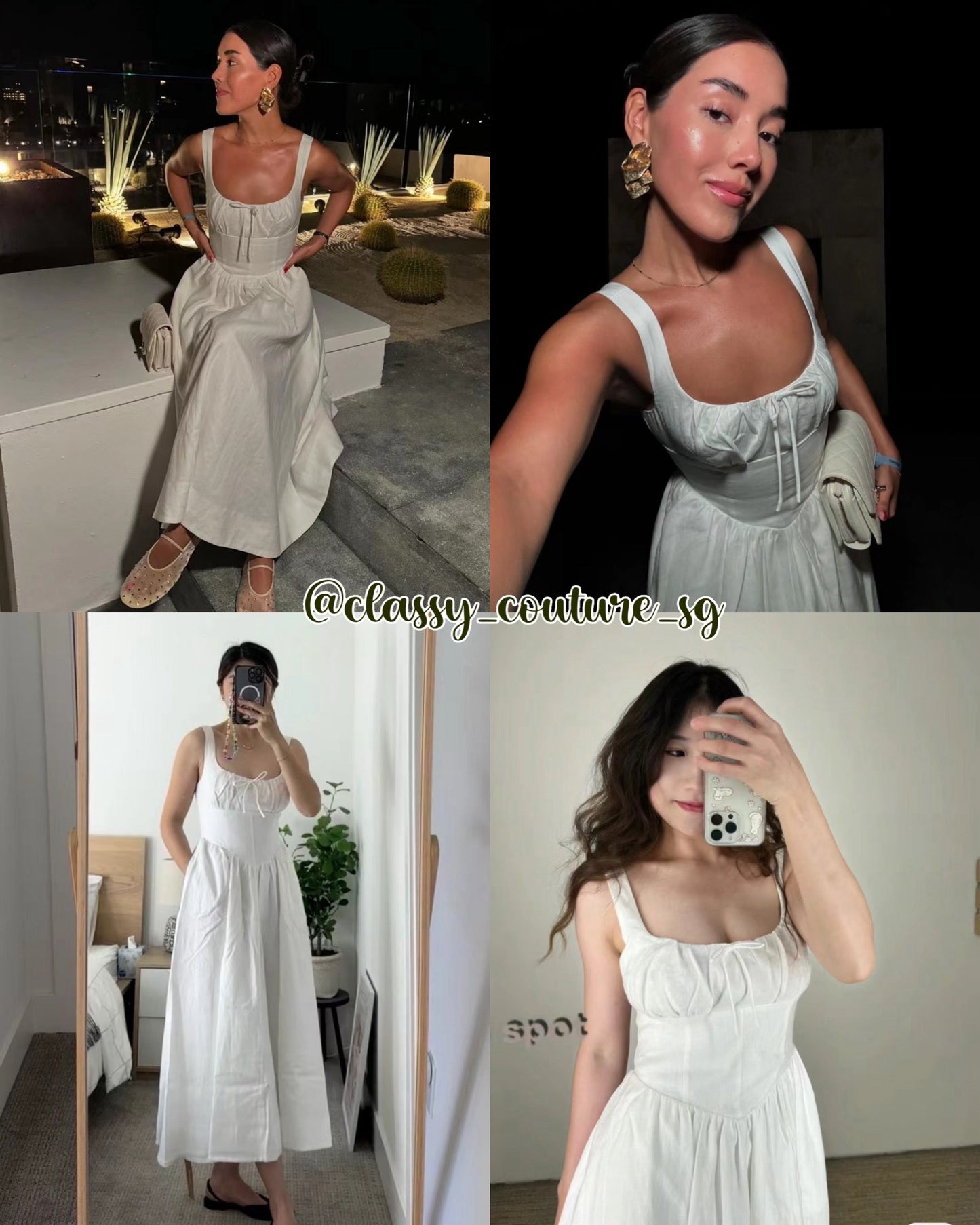 (PART 2/2) Ref Balia Midi Dress in White Linen | Parmesan Linen | Cotton Blue Denim