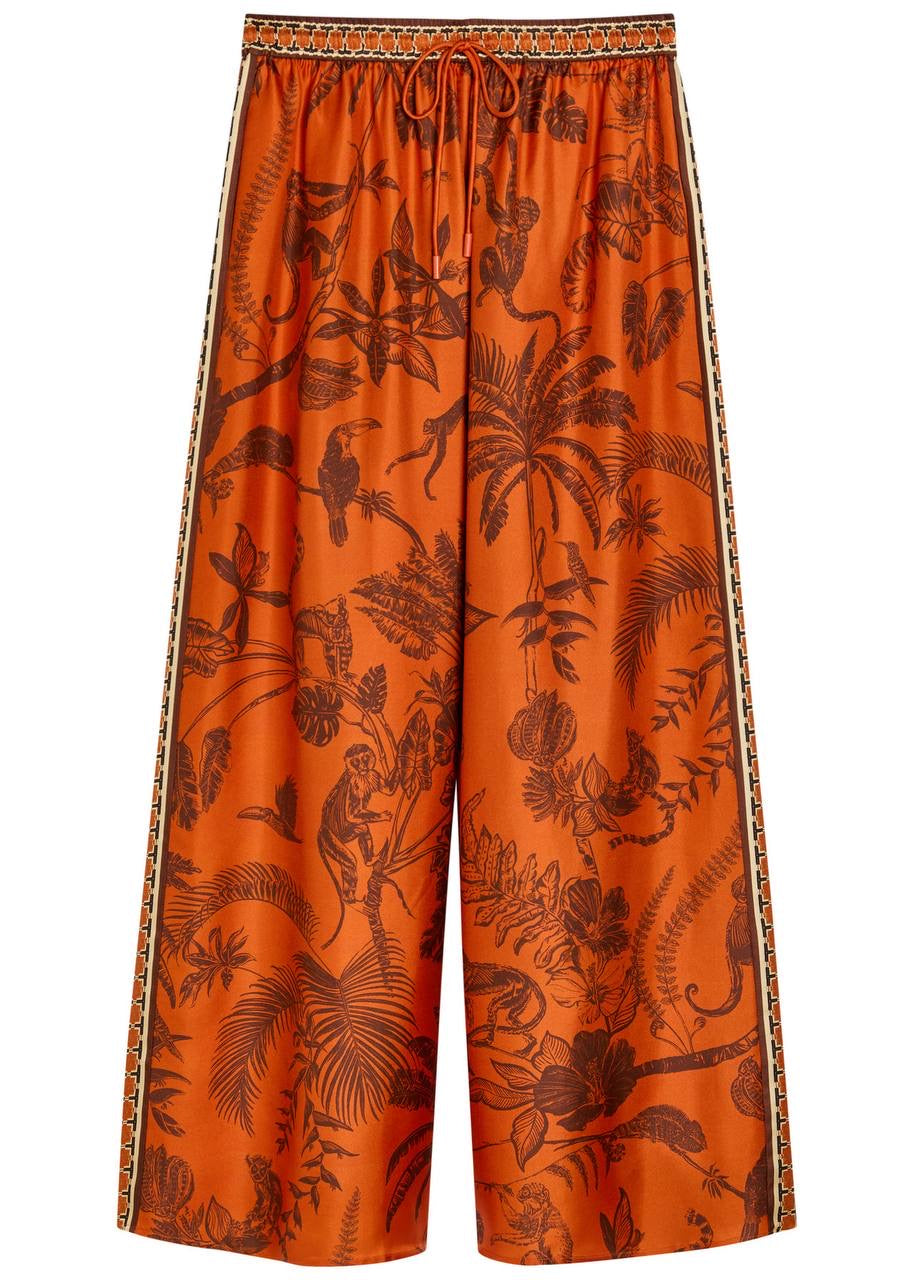 ALM Monkey Dance Printed Silk Satin Shirt | Pants | Set