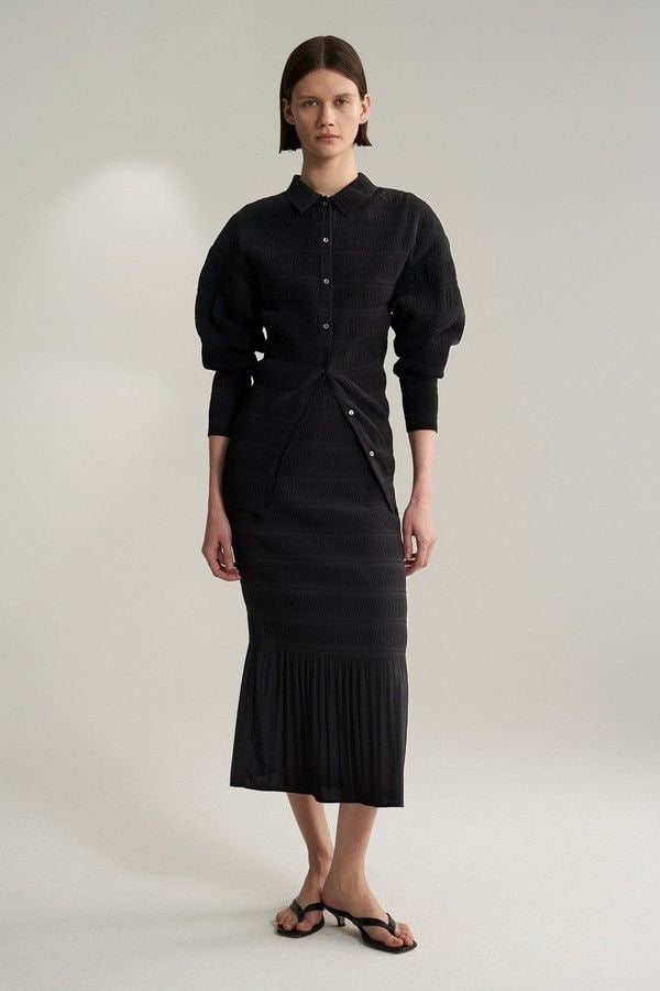 Tot Anzi Pleated Top | Ardenza Midi Skirt | blouse set