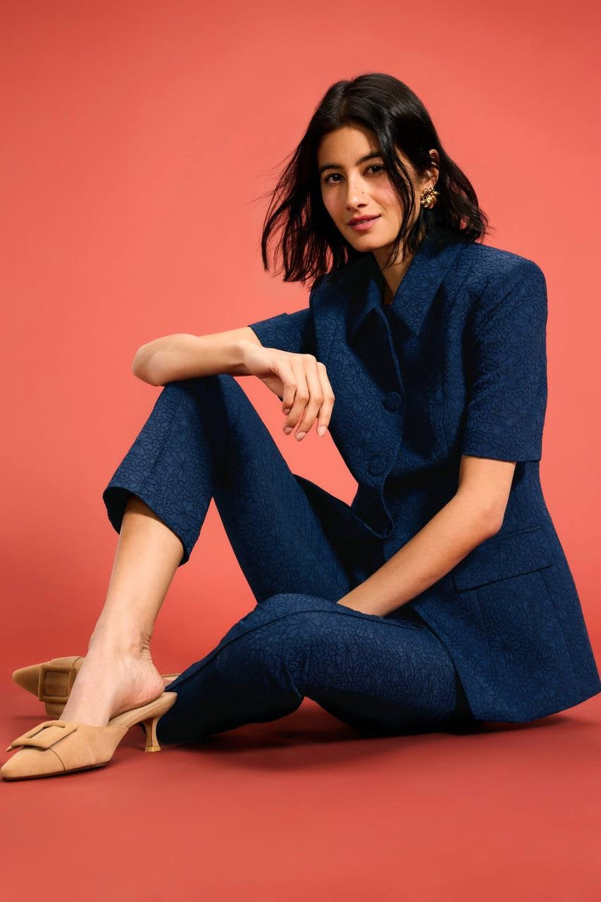 VB Bodie Jacket Top | Dell Pants | Navy Jacquard Set