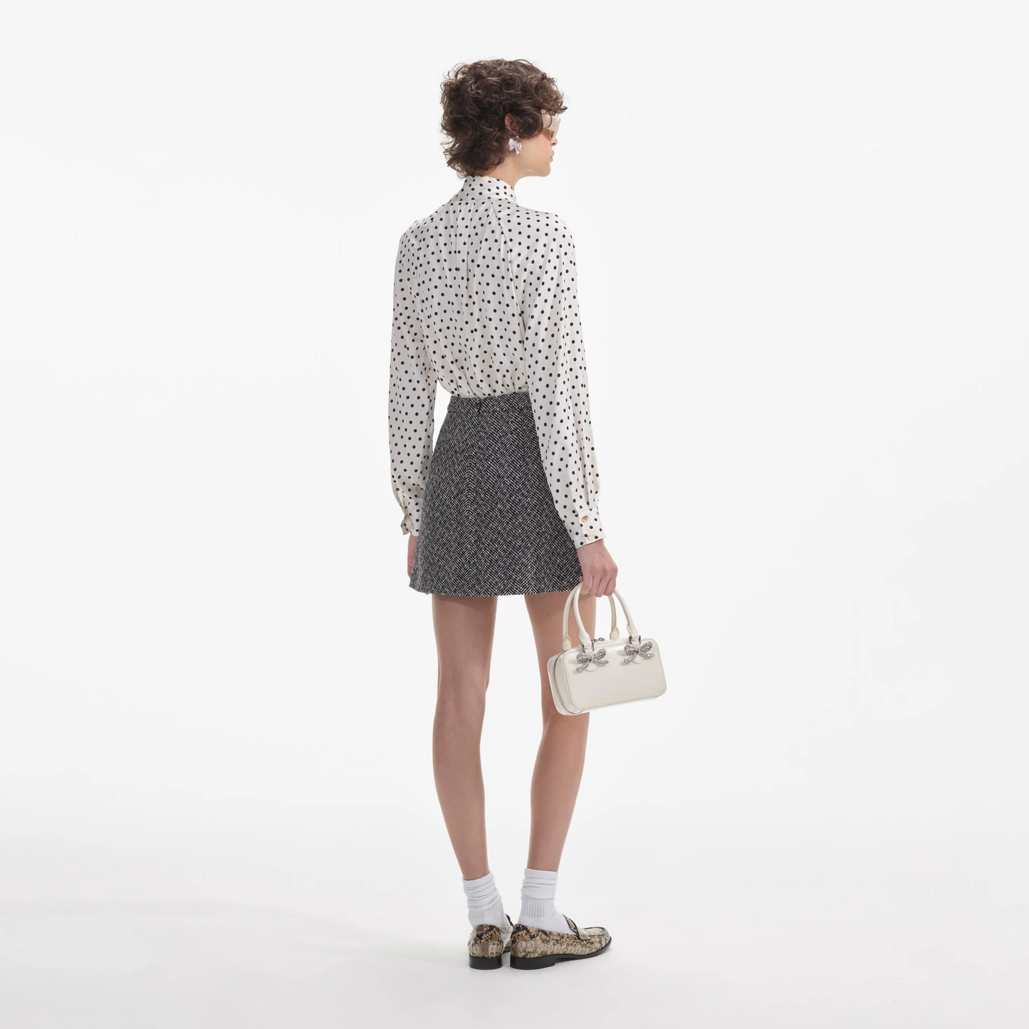 SP Black Herringbone Embellished Jacket | Mini Skirt | Set