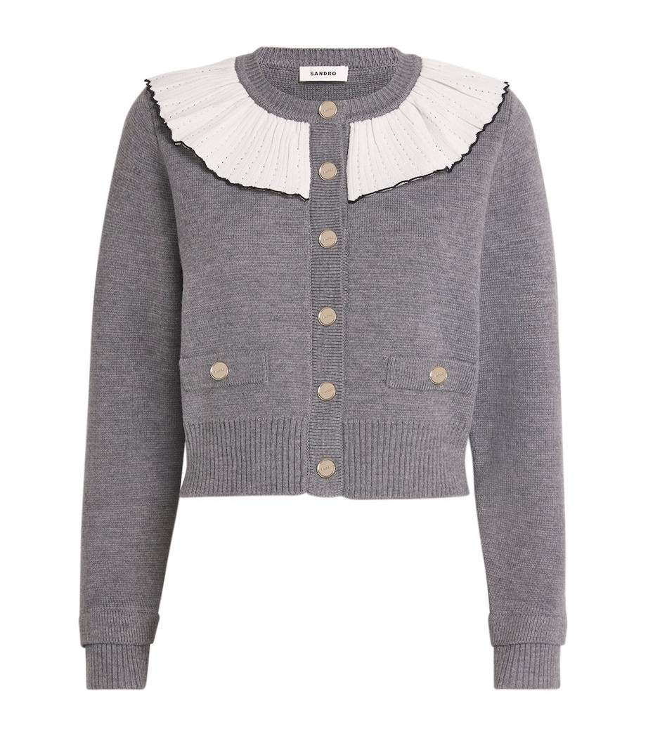 SD Roman Wool-Blend Ruffle Collar Cardigan