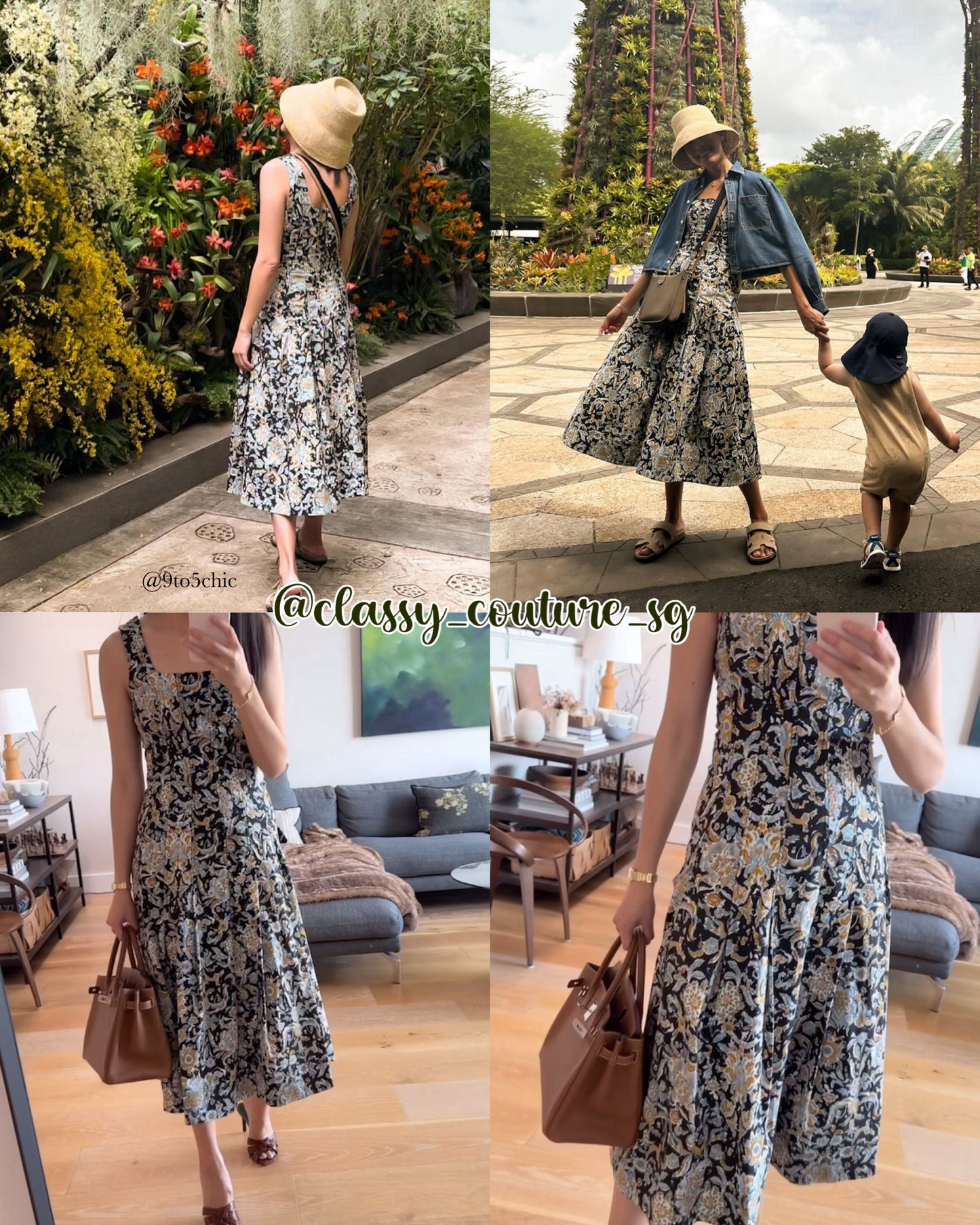 VB Jolie Paisley Midi Dress in Black Multi Stretch Cotton