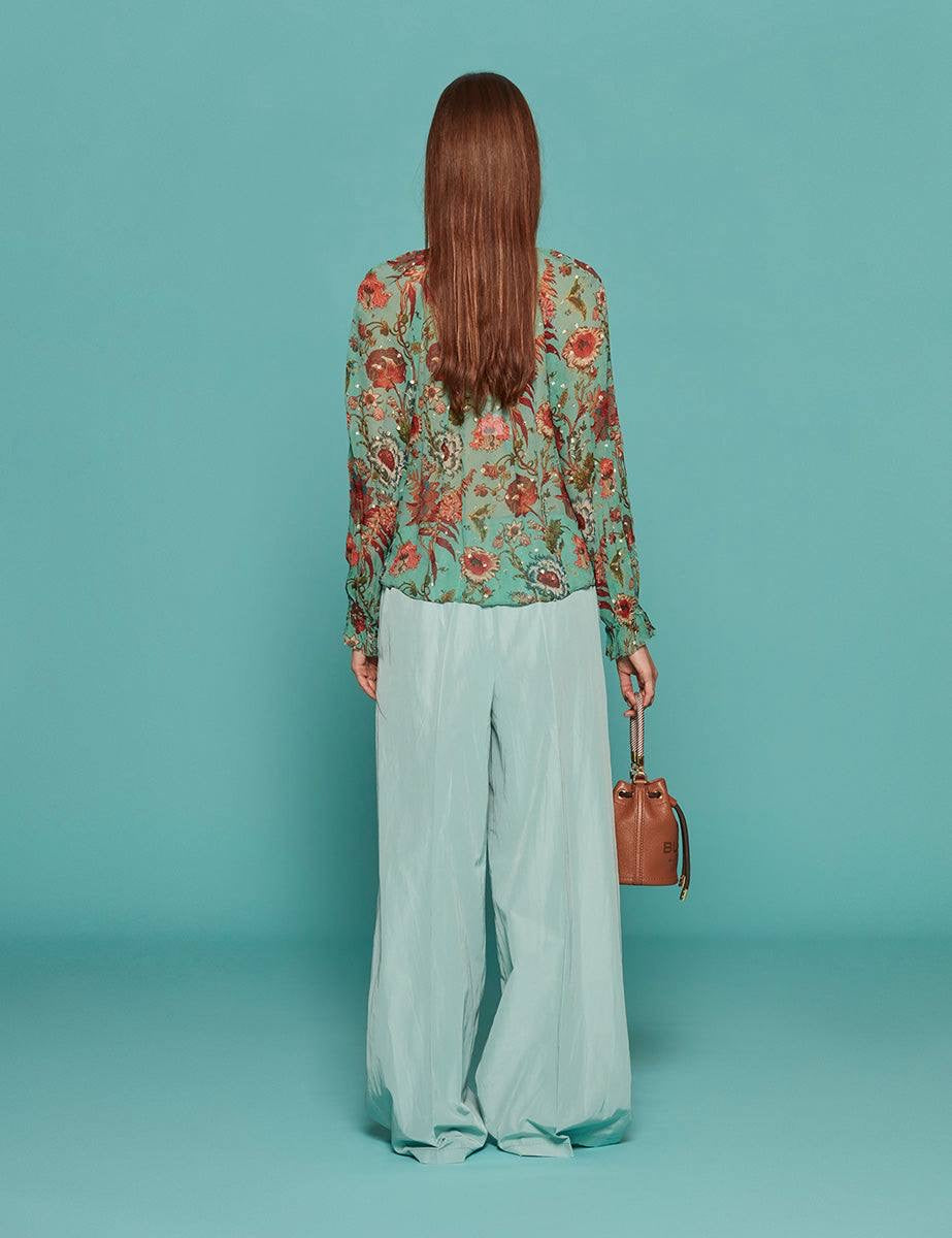 UJ Bernadette Silk Long Sleeve Blouse Top