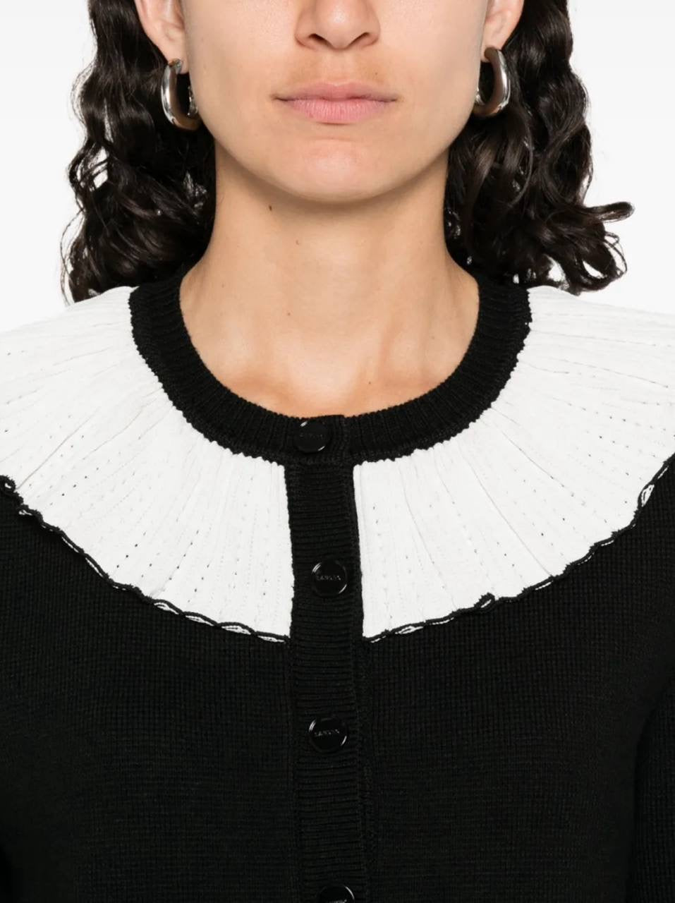 SD Roman Wool-Blend Ruffle Collar Cardigan